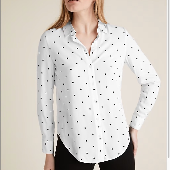 M&S COLLECTION Polka Dot Longline Long Sleeve Shirt - Picture 2 of 10